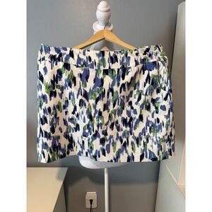 Zac & Rachel Woman Blue Green Abstract Print Skort Plus Size 18W Stretch Pockets